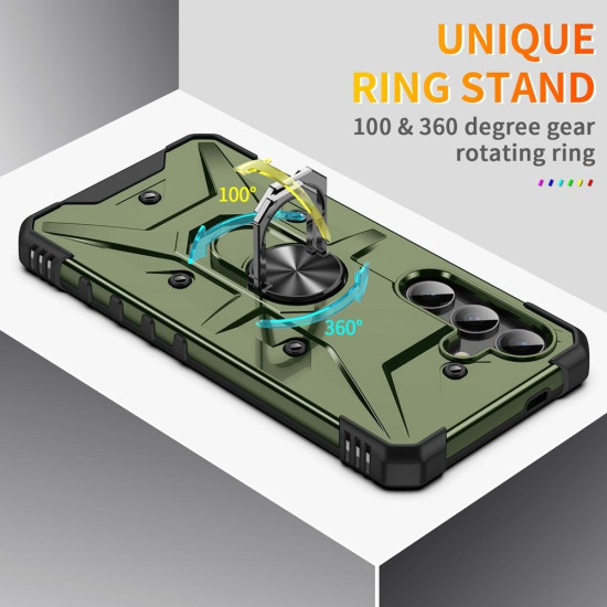 For Samsung Galaxy S24+ 5G Ring Holder Phone Case(Army Green)