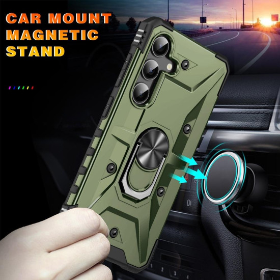 For Samsung Galaxy S24+ 5G Ring Holder Phone Case(Army Green)