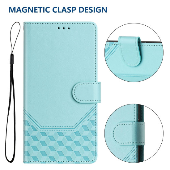 For Samsung Galaxy S24+ 5G Honeycomb Embossing RFID Leather Phone Case(Mint Green)
