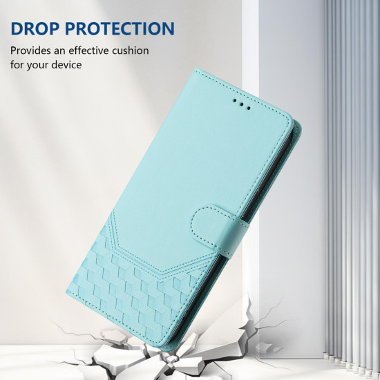 For Samsung Galaxy S24+ 5G Honeycomb Embossing RFID Leather Phone Case(Mint Green)