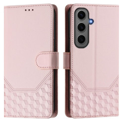 For Samsung Galaxy S24+ 5G Honeycomb Embossing RFID Leather Phone Case(Pink)