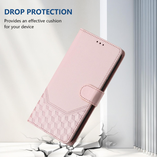 For Samsung Galaxy S24+ 5G Honeycomb Embossing RFID Leather Phone Case(Pink)