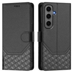 For Samsung Galaxy S24+ 5G Honeycomb Embossing RFID Leather Phone Case(Black)