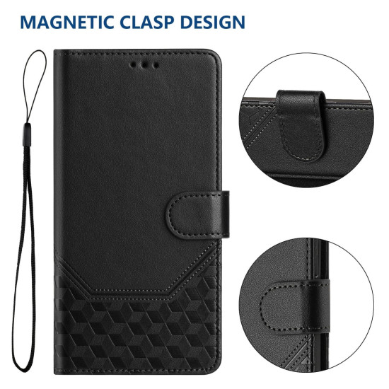 For Samsung Galaxy S24+ 5G Honeycomb Embossing RFID Leather Phone Case(Black)