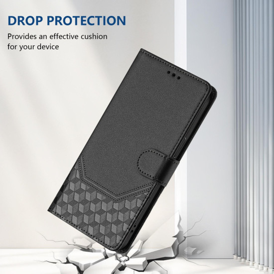 For Samsung Galaxy S24+ 5G Honeycomb Embossing RFID Leather Phone Case(Black)