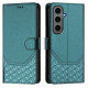For Samsung Galaxy S24+ 5G Honeycomb Embossing RFID Leather Phone Case(Peacock Green)