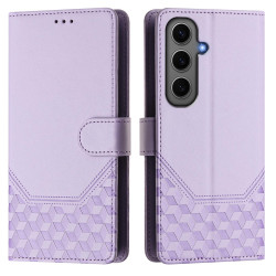 For Samsung Galaxy S24+ 5G Honeycomb Embossing RFID Leather Phone Case(Light Purple)
