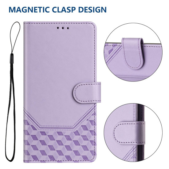 For Samsung Galaxy S24+ 5G Honeycomb Embossing RFID Leather Phone Case(Light Purple)