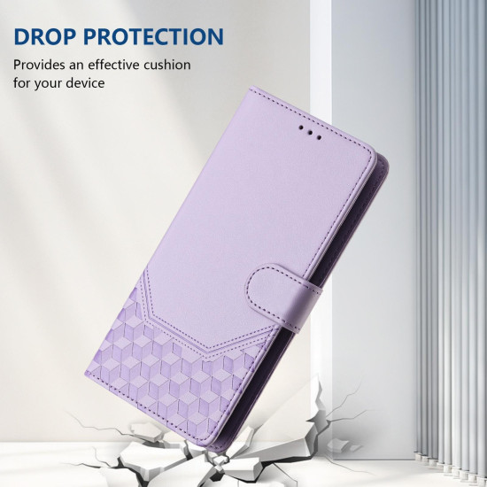 For Samsung Galaxy S24+ 5G Honeycomb Embossing RFID Leather Phone Case(Light Purple)