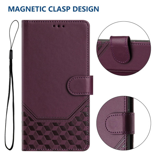 For Samsung Galaxy S24+ 5G Honeycomb Embossing RFID Leather Phone Case(Violet)