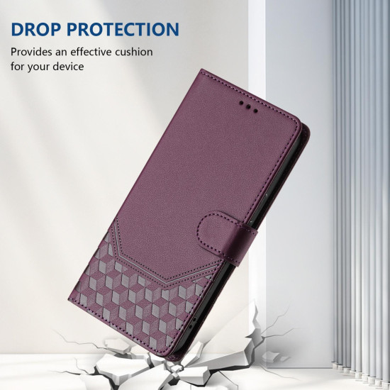 For Samsung Galaxy S24+ 5G Honeycomb Embossing RFID Leather Phone Case(Violet)