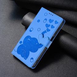 For Samsung Galaxy S24+ 5G Cartoon Elephant Embossed Leather Phone Case(Blue)