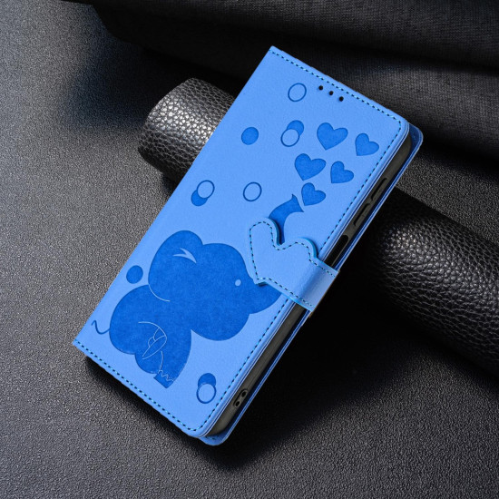 For Samsung Galaxy S24+ 5G Cartoon Elephant Embossed Leather Phone Case(Blue)