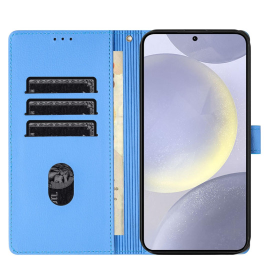 For Samsung Galaxy S24+ 5G Cartoon Elephant Embossed Leather Phone Case(Blue)