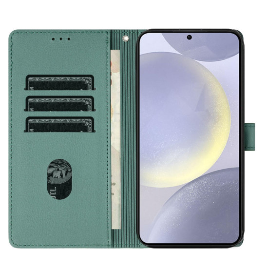 For Samsung Galaxy S24+ 5G Cartoon Elephant Embossed Leather Phone Case(Green)