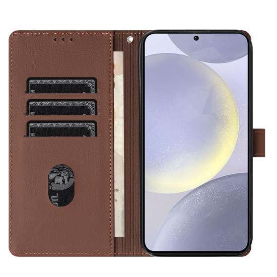 For Samsung Galaxy S24+ 5G Cartoon Elephant Embossed Leather Phone Case(Brown)