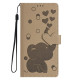 For Samsung Galaxy S24+ 5G Cartoon Elephant Embossed Leather Phone Case(Khaki)