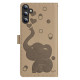 For Samsung Galaxy S24+ 5G Cartoon Elephant Embossed Leather Phone Case(Khaki)