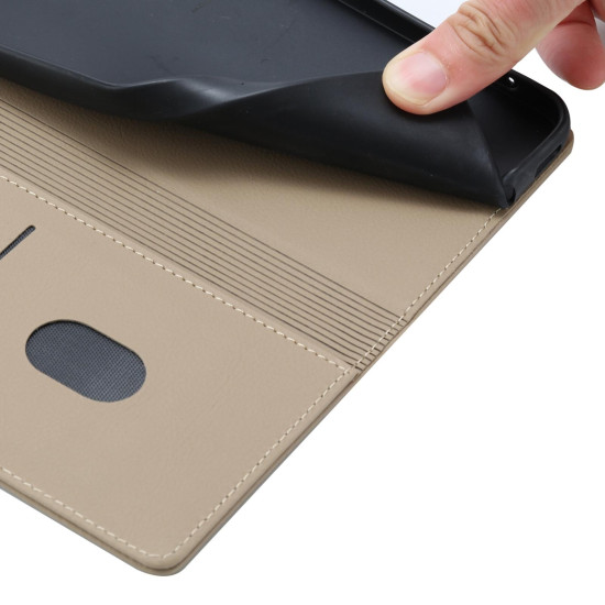 For Samsung Galaxy S24+ 5G Cartoon Elephant Embossed Leather Phone Case(Khaki)
