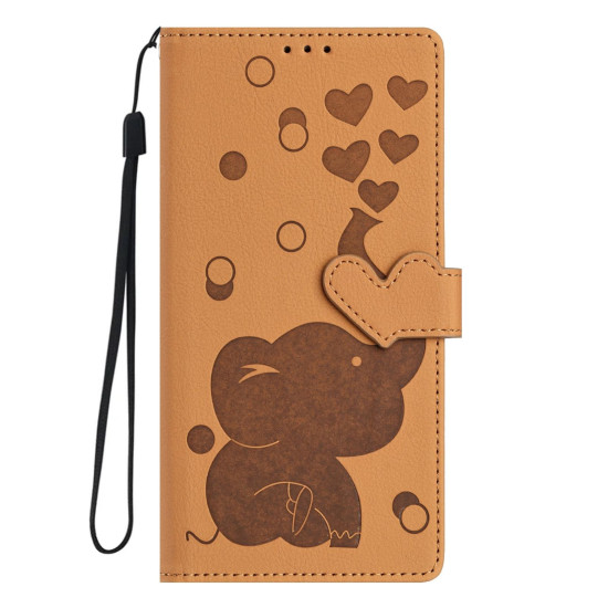 For Samsung Galaxy S24+ 5G Cartoon Elephant Embossed Leather Phone Case(Yellow)