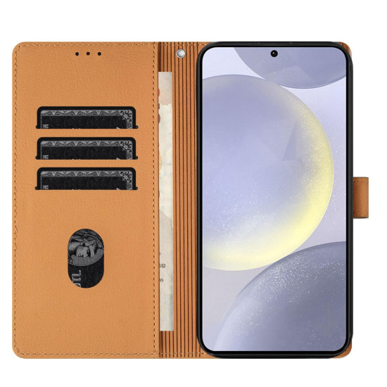 For Samsung Galaxy S24+ 5G Cartoon Elephant Embossed Leather Phone Case(Yellow)