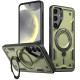 For Samsung Galaxy S24+ 5G PC Hybrid TPU Armor MagSafe Ring Holder Phone Case(Olive Green)