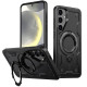 For Samsung Galaxy S24+ 5G PC Hybrid TPU Armor MagSafe Ring Holder Phone Case(Black)
