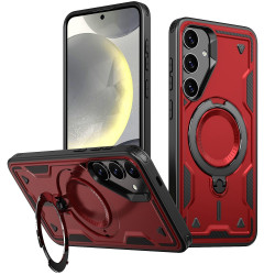 For Samsung Galaxy S24+ 5G PC Hybrid TPU Armor MagSafe Ring Holder Phone Case(Red)