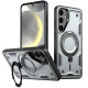 For Samsung Galaxy S24+ 5G PC Hybrid TPU Armor MagSafe Ring Holder Phone Case(Grey)