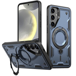For Samsung Galaxy S24+ 5G PC Hybrid TPU Armor MagSafe Ring Holder Phone Case(Blue)