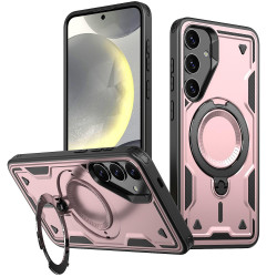 For Samsung Galaxy S24+ 5G PC Hybrid TPU Armor MagSafe Ring Holder Phone Case(Rose Gold)