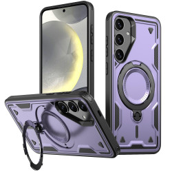 For Samsung Galaxy S24+ 5G PC Hybrid TPU Armor MagSafe Ring Holder Phone Case(Purple)