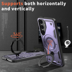 For Samsung Galaxy S24+ 5G PC Hybrid TPU Armor MagSafe Ring Holder Phone Case(Purple)