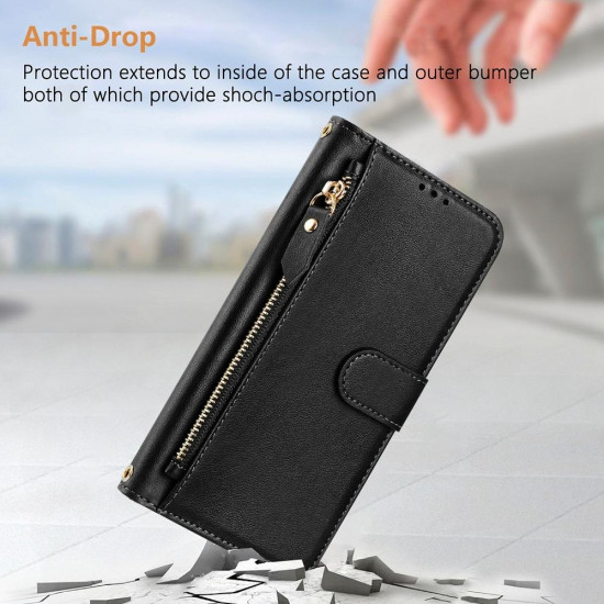For Samsung Galaxy S24+ 5G Multi-Card Slots Zipper Wallet Leather Phone Case(Black)