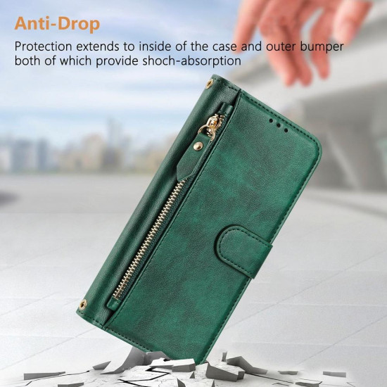 For Samsung Galaxy S24+ 5G Multi-Card Slots Zipper Wallet Leather Phone Case(Green)