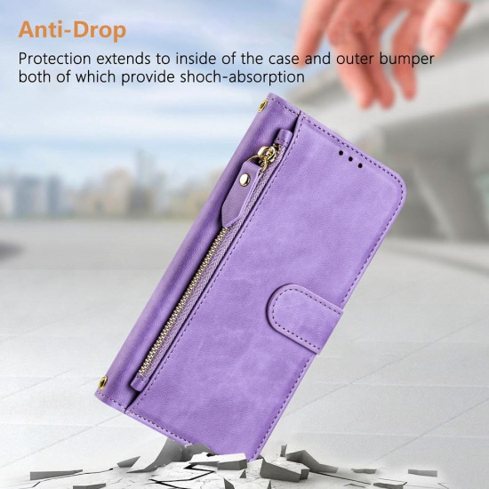 For Samsung Galaxy S24+ 5G Multi-Card Slots Zipper Wallet Leather Phone Case(Purple)