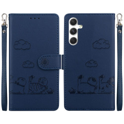 For Samsung Galaxy S24+ 5G Cute Cats RFID Leather Phone Case(Blue)