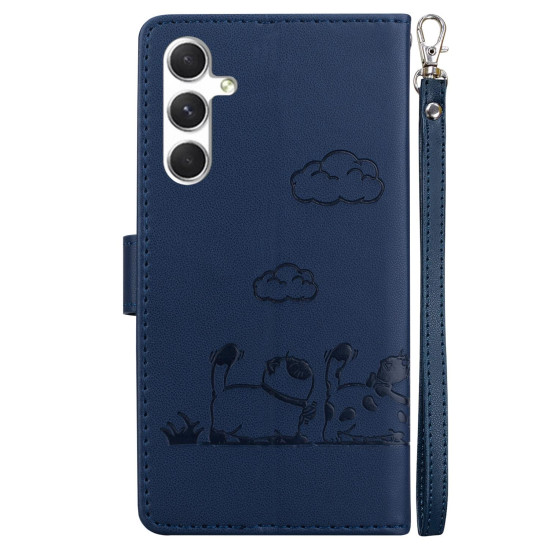 For Samsung Galaxy S24+ 5G Cute Cats RFID Leather Phone Case(Blue)