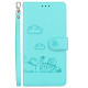For Samsung Galaxy S23 5G Cute Cats RFID Leather Phone Case(Green)