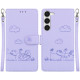 For Samsung Galaxy S23 5G Cute Cats RFID Leather Phone Case(Purple)