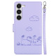 For Samsung Galaxy S23 5G Cute Cats RFID Leather Phone Case(Purple)