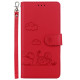 For Samsung Galaxy S23 5G Cute Cats RFID Leather Phone Case(Red)