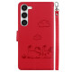 For Samsung Galaxy S23 5G Cute Cats RFID Leather Phone Case(Red)