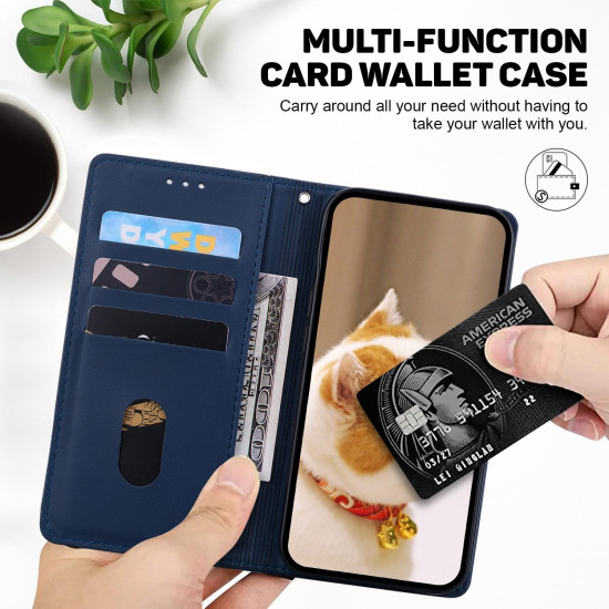 For Samsung Galaxy S23 5G Cute Cats RFID Leather Phone Case(Blue)