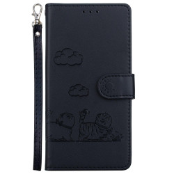 For Samsung Galaxy S23 5G Cute Cats RFID Leather Phone Case(Black)