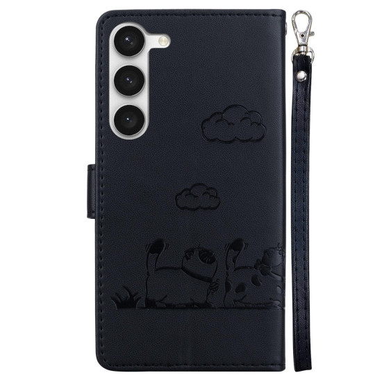 For Samsung Galaxy S23 5G Cute Cats RFID Leather Phone Case(Black)
