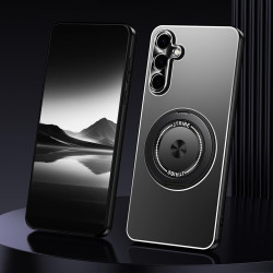For Samsung Galaxy S24+ 5G Rotating Holder Frosted Metal Phone Case(Black)