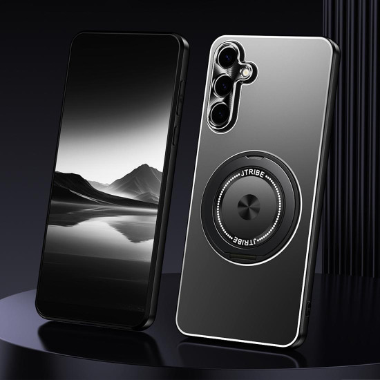 For Samsung Galaxy S24+ 5G Rotating Holder Frosted Metal Phone Case(Black)