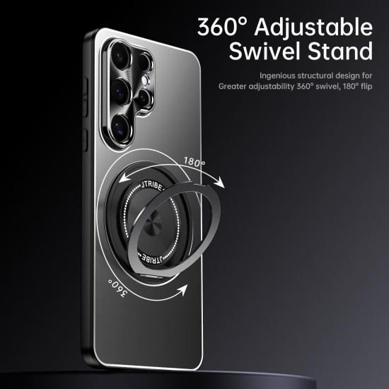 For Samsung Galaxy S24+ 5G Rotating Holder Frosted Metal Phone Case(Titanium)