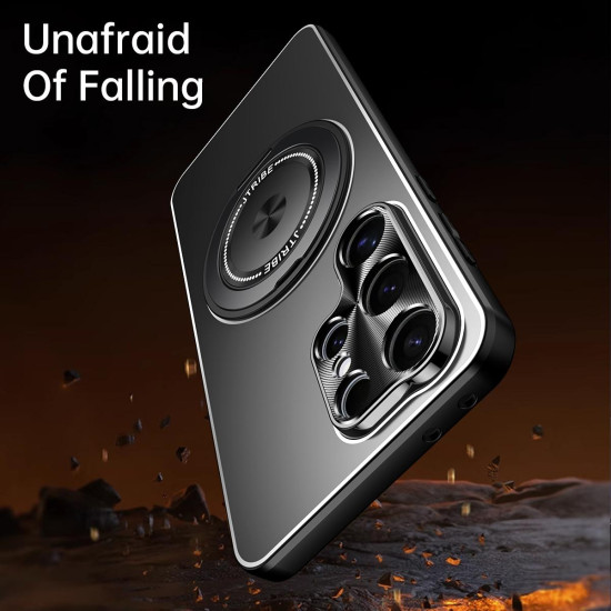 For Samsung Galaxy S24+ 5G Rotating Holder Frosted Metal Phone Case(Titanium)